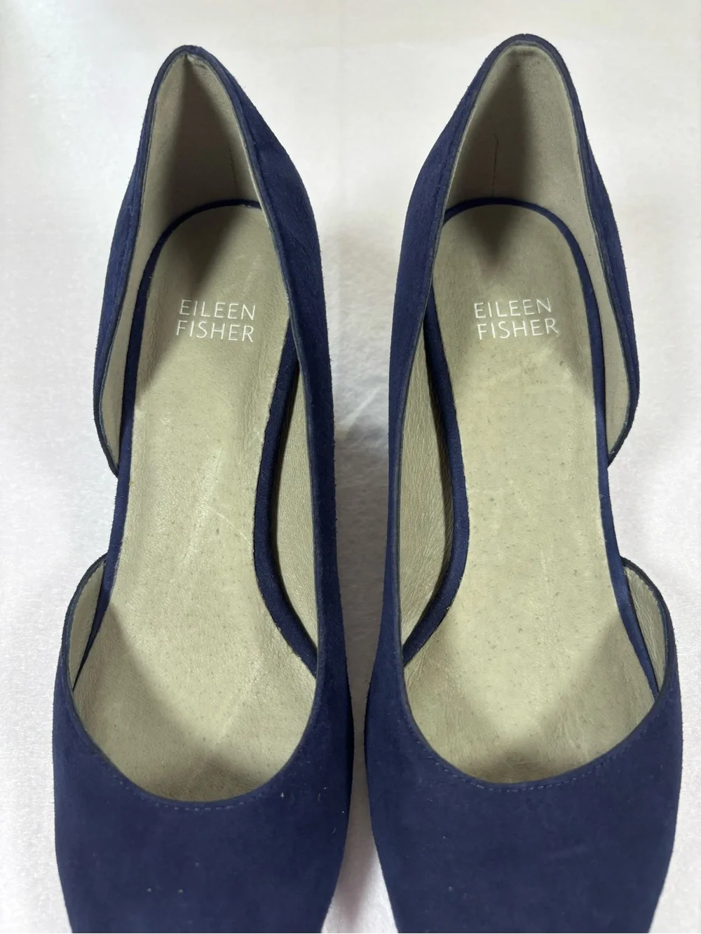 Eileen Fisher Lily Pump Deep Navy Suede Mid Block Heel Pumps